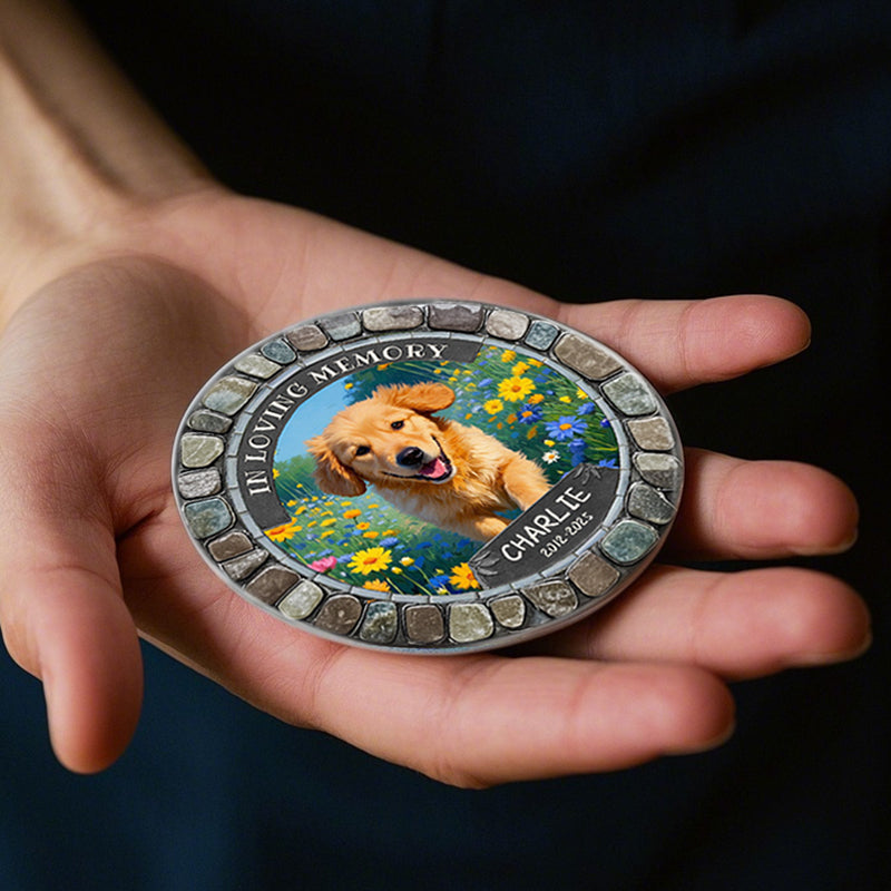 Custom Photo In Loving Memory-Ceramic Round Shaped-Sympathy Gift For Pet Owners, Pet Lovers