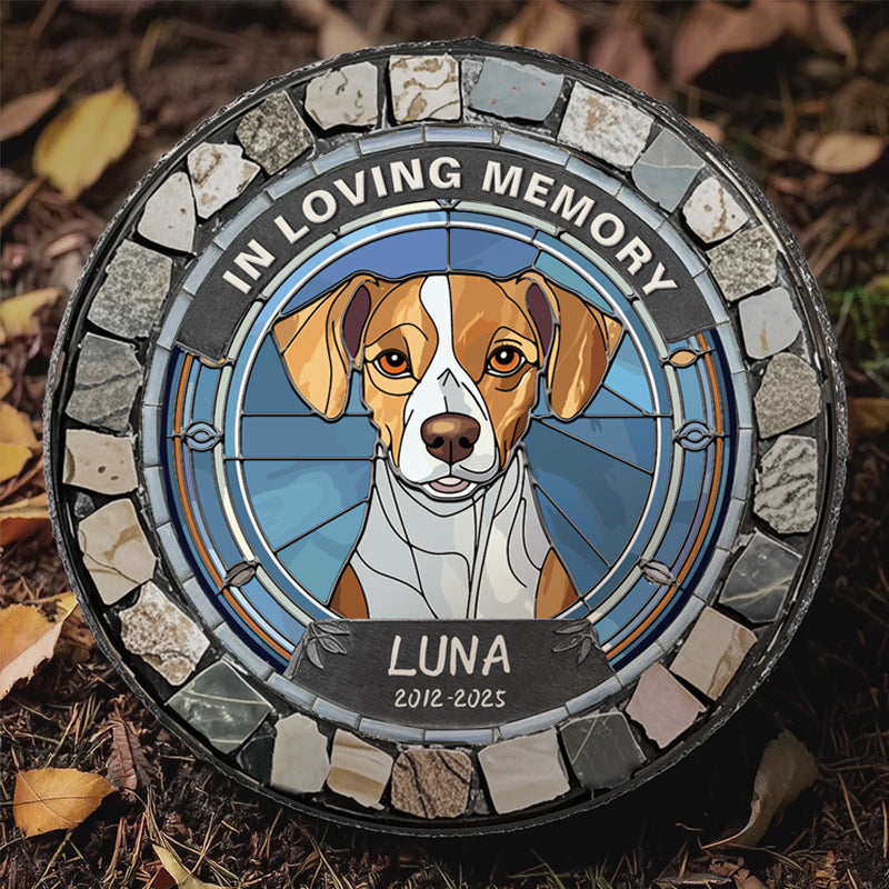 Custom In Loving Memory Of My Sweet Companion- Memorial Personalized Custom 3D Mosaic Faux Stained Glass Print Round Shaped Memorial Stone - Sympathy Gift For Pet Owners, Pet Lovers