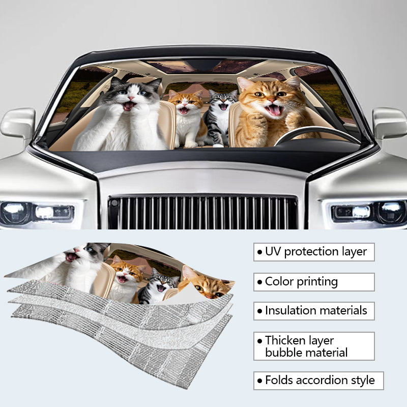 Custom Photo Have Fun Together - Pet Personalized Custom Auto Windshield Sunshade, Car Window Protector - Gift For Pet Owners, Pet Lovers