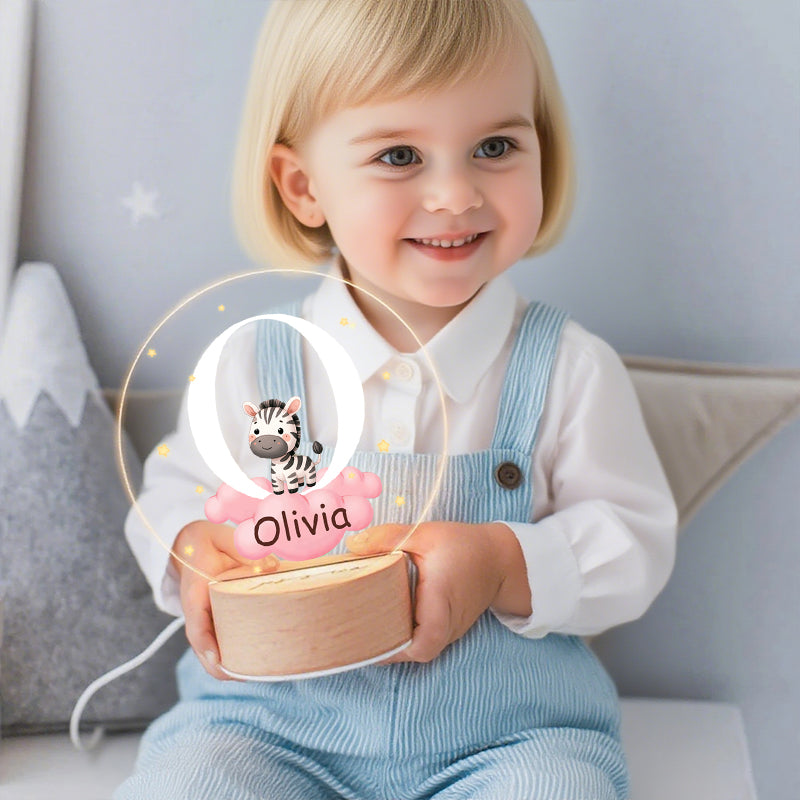 Personalized Baby Night Light with Animal Design – Custom Name & Initial – Unique Gift for Baby Showers & Newborns