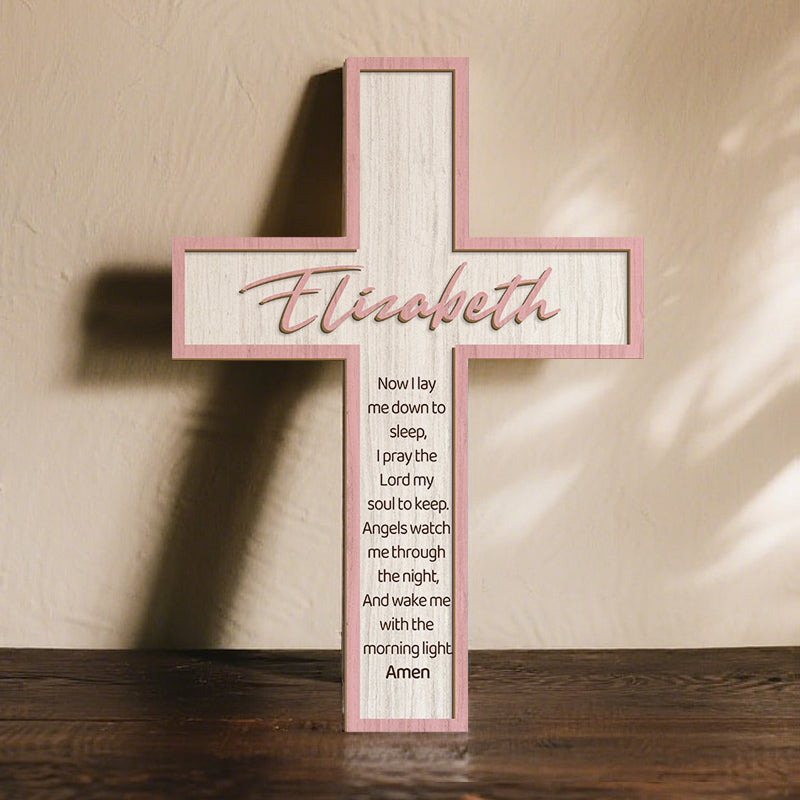 Personalized Wooden Cross Keepsake – Custom Name & Scripture Quote – Faith Gift for Baptism, Christening, or Baby’s Room Decor