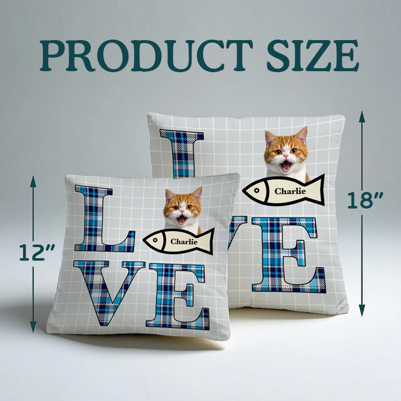 Love Cat – Personalized Pet Photo or Cartoon Pillow, Gift for Pet Lovers & Cat Lovers