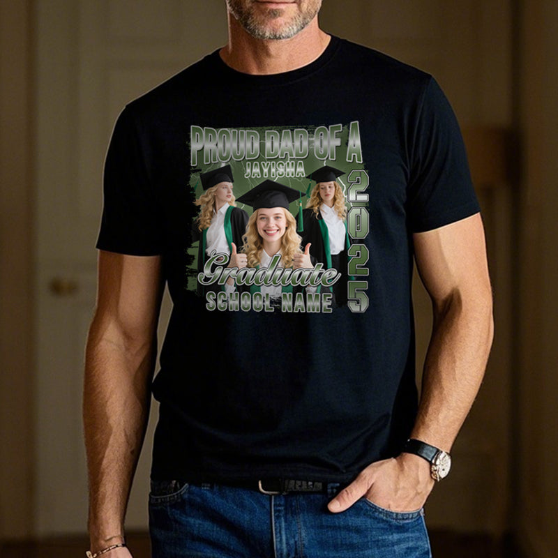 Custom Photo Graduation T-Shirt – Proud Dad, Mom, Sibling Personalized Keepsake for Graduates & Families