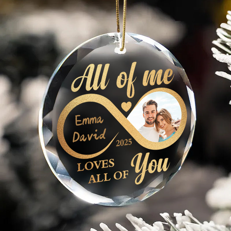 Personalized Couple Infinity Ornament – Custom Glass Keepsake with Photo, Names & Date – Romantic Gift for Anniversary, Wedding, or First Christmas