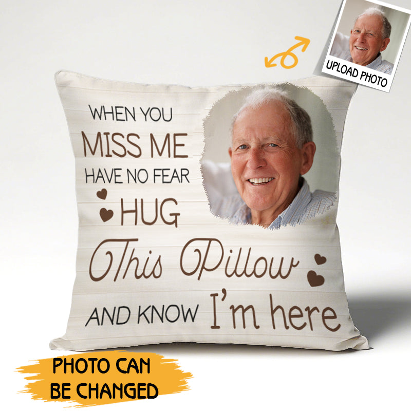 "Hug This Pillow" – Personalized Memorial Photo Pillow, Comfort Gift for Loss & Healing