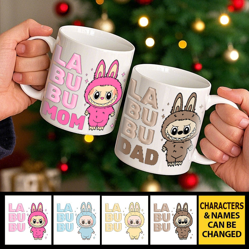 Personalized Big-Eyed Forest Friend Mug - Cute Toy Design with Title - Gift for Besties, Kids & Families