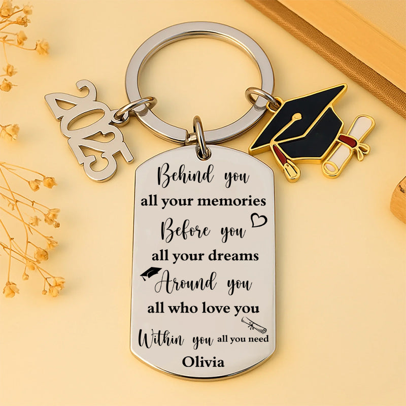 Personalized Graduation Photo & Quote Keychain – Custom Keepsake with Name – Gift for Graduates & Families