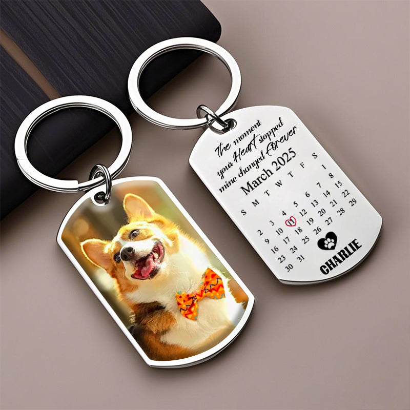 Custom Photo The moment your heart stopped-Memorial Personalized Custom Keychain - Sympathy Gift For Pet Owners, Pet Lovers
