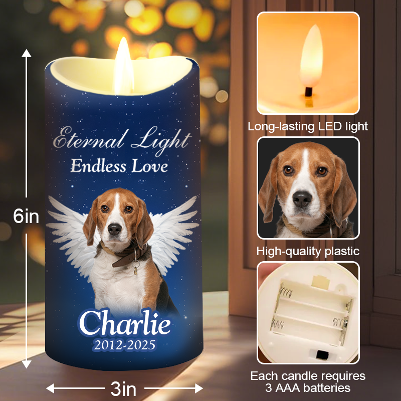 Custom Photo Eternal Light Endless Love-Memorial Personalized Custom LED Candle - Sympathy Gift For Pet Owners, Pet Lovers