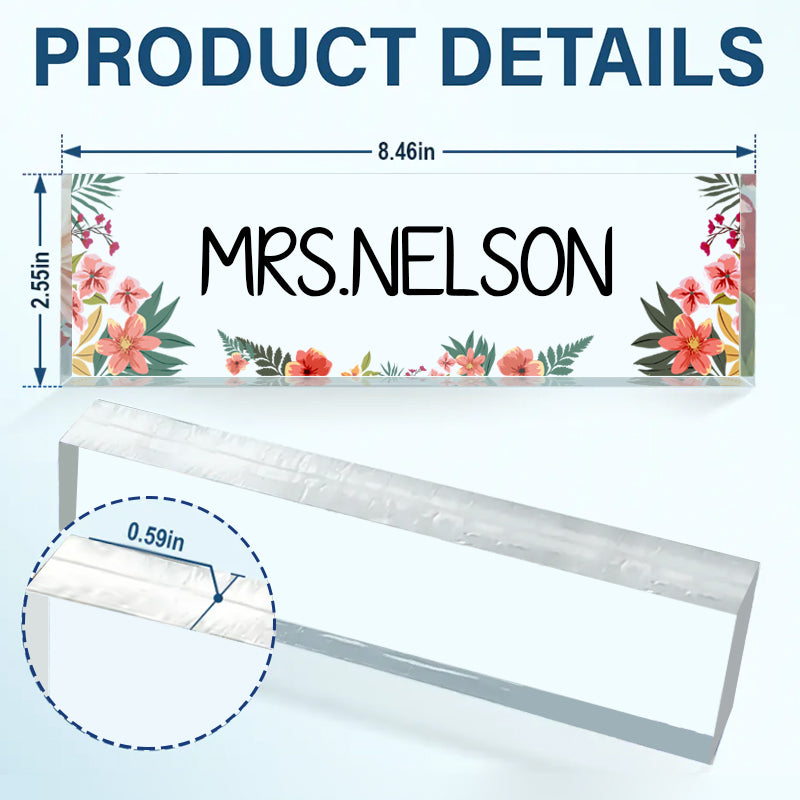 Custom Teacher Desk Name Plate – Personalized Acrylic Name Sign for Back to School, Teacher Appreciation & New Job Gifts