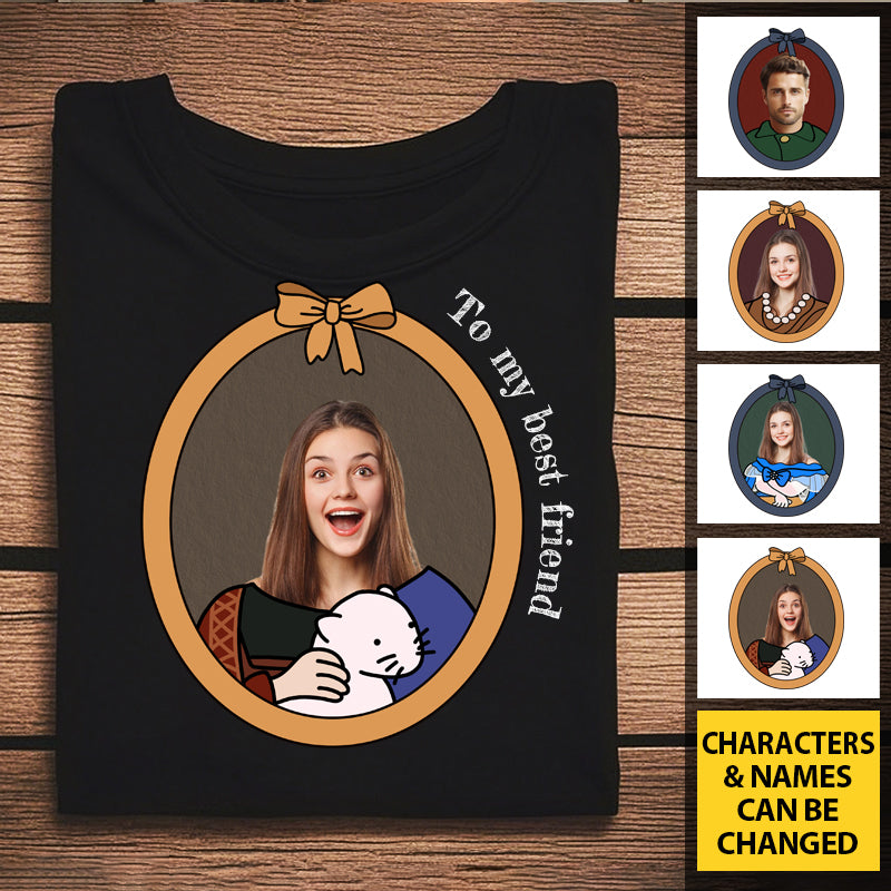 Personalized Classic Portrait T-Shirt – Custom Photo & Outfit Frame Design – Fun Gift for Friends, Art Lovers & Memory Makers