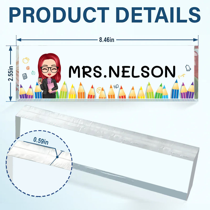 Custom Teacher Desk Name Plate – Personalized Acrylic Name Sign for Back to School, New Job Gifts& Teacher Appreciation