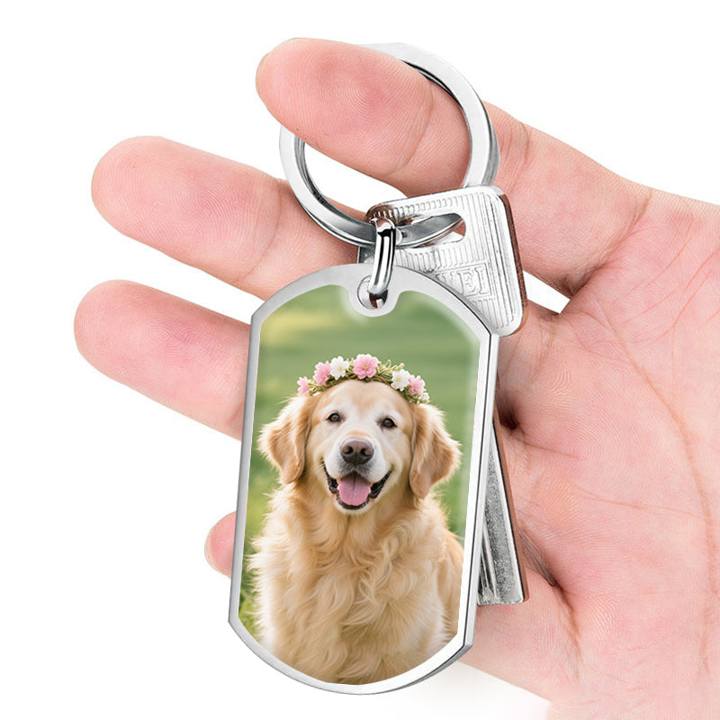 Custom Photo Once By My Side-Personalized Keychain-Memorial Personalized Custom Keychain - Sympathy Gift For Pet Owners, Pet Lovers