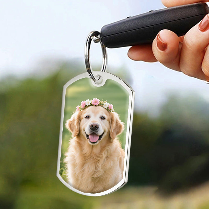 Custom Photo Once By My Side-Personalized Keychain-Memorial Personalized Custom Keychain - Sympathy Gift For Pet Owners, Pet Lovers