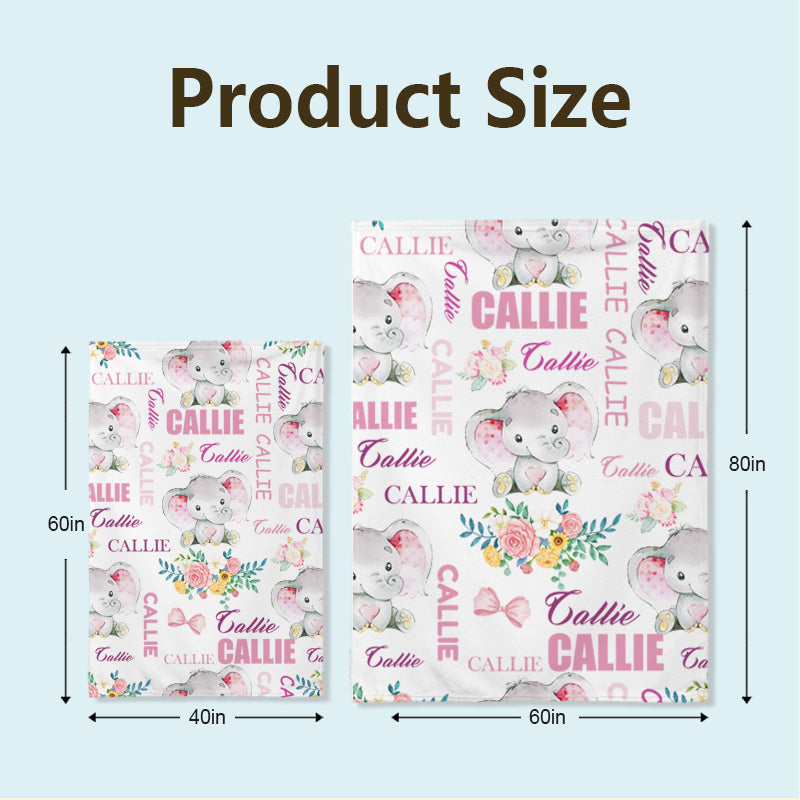 Custom Baby Elephant Blanket – Personalized Keepsake with Name – Perfect Baby Shower or Newborn Gift