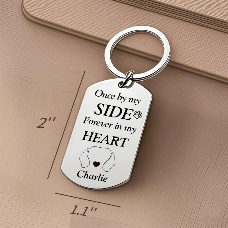 Custom Photo Once By My Side-Personalized Keychain-Memorial Personalized Custom Keychain - Sympathy Gift For Pet Owners, Pet Lovers