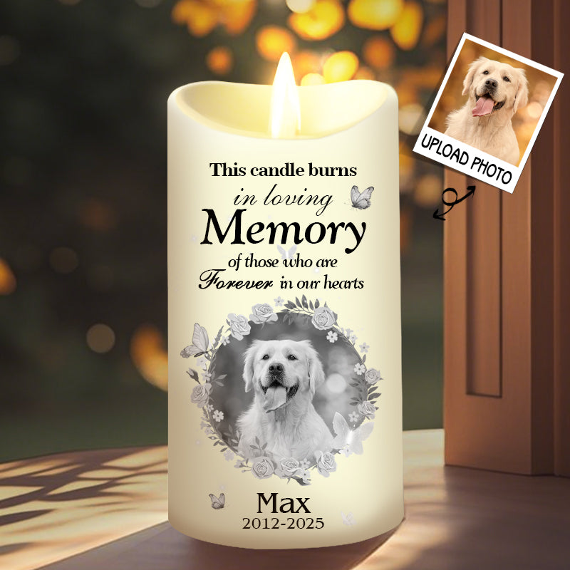 Custom Photo Candle Burns In Loving Memory-Memorial Personalized Custom LED Candle - Sympathy Gift For Pet Owners, Pet Lovers