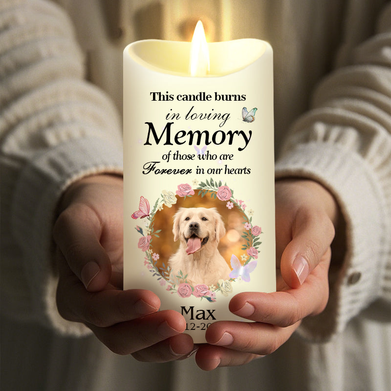 Custom Photo Candle Burns In Loving Memory-Memorial Personalized Custom LED Candle - Sympathy Gift For Pet Owners, Pet Lovers