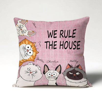 Custom We Rule The House Cat Version- Personalized Custom Pillow - Home Decor, Birthday, Funny, Housewarming Gift For Pet Lovers, Cat Lovers