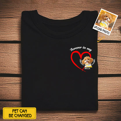 Personalized “Forever in My Heart” Pet Photo T-Shirt – Custom Gift for Dog & Cat Lovers