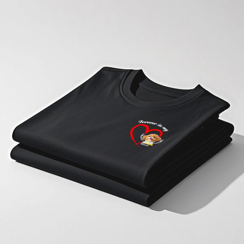 Personalized “Forever in My Heart” Pet Photo T-Shirt – Custom Gift for Dog & Cat Lovers