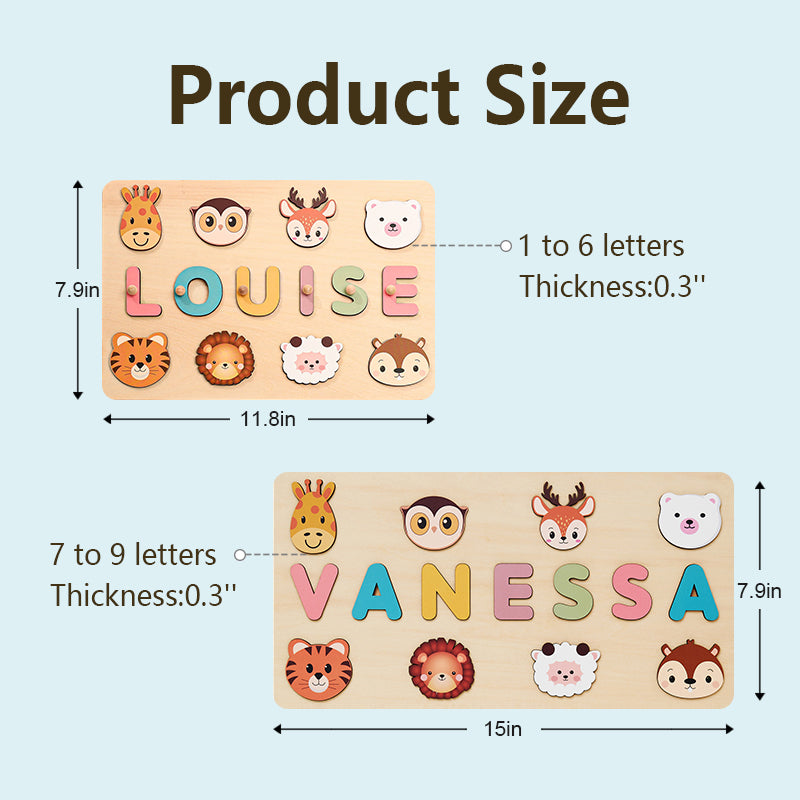 Personalized Name Puzzle with Adorable Themes – Wooden Educational Toy – Gift for Babies, Toddlers & Preschoolers