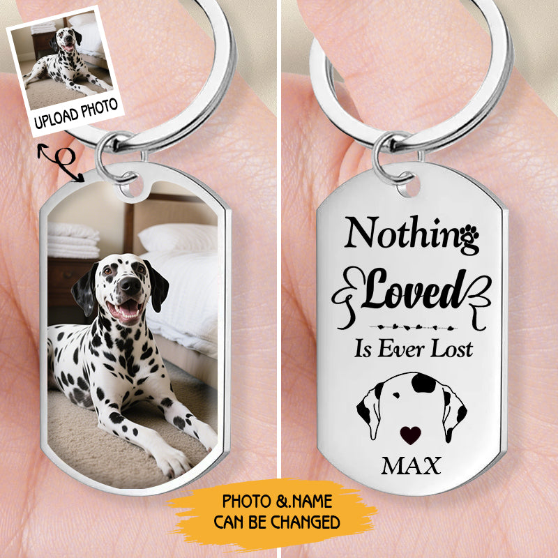 Custom Photo Nothing Loved Is Ever Lost-Personalized Keychain-Memorial Personalized Custom Keychain - Sympathy Gift For Pet Owners, Pet Lovers