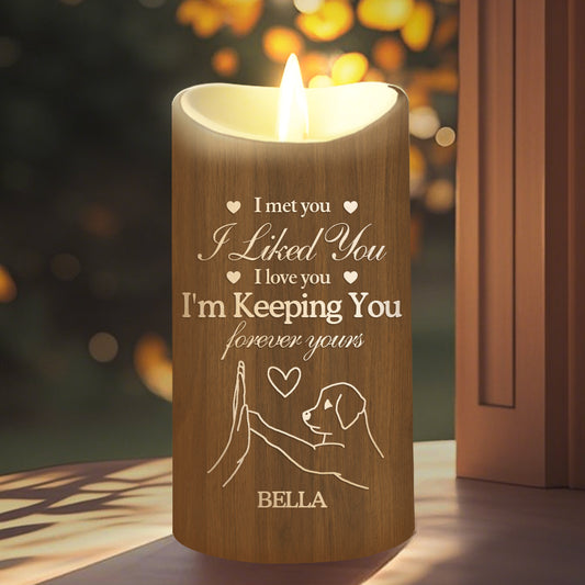 Custom Photo I Met You I Liked You I Love You -Memorial Personalized Custom LED Candle - Sympathy Gift For Pet Owners, Pet Lovers