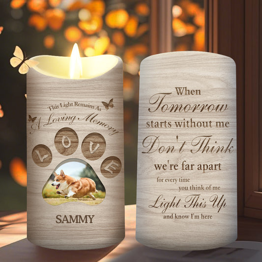 Custom Photo This Light Remains As A Loving Memory-Memorial Personalized Custom LED Candle - Sympathy Gift For Pet Owners, Pet Lovers