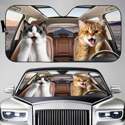 Custom Photo Have Fun Together - Pet Personalized Custom Auto Windshield Sunshade, Car Window Protector - Gift For Pet Owners, Pet Lovers