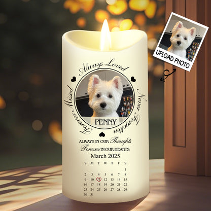 Custom Photo Always In Our Thoughts Forever In Our Hearts-Memorial Personalized Custom LED Candle - Sympathy Gift For Pet Owners, Pet Lovers