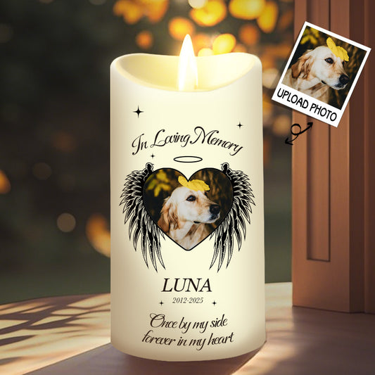 Custom Photo In Loving Memory -Memorial Personalized Custom LED Candle - Sympathy Gift For Pet Owners, Pet Lovers