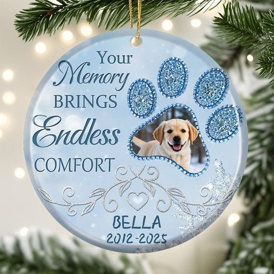 Custom Photo Your Memory Brings Endless Comfort -Ceramic Round Shaped-Sympathy Gift For Pet Owners, Pet Lovers