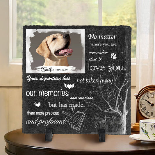 Custom Photo No Matter Where You Are - Pet Memorial Square-shaped Stone Custom - Sympathy Gift For Pet Owners, Pet Lovers