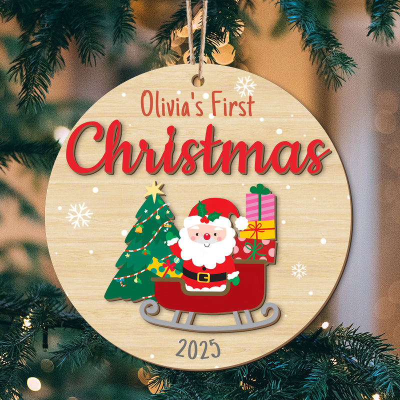 Baby's First Christmas- Personalized Baby First Festival 2-Layered Wooden Ornament