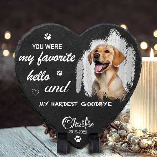 Custom Photo You Were My Favorite Hello - Pet Memorial Heart-shaped Stone Custom - Sympathy Gift For Pet Owners, Pet Lovers