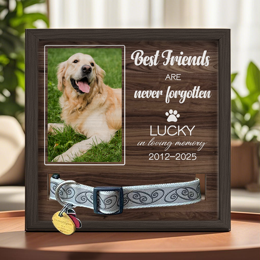 Custom Photo Best Friends are never forgotten - Memorial Personalized Custom Pet Loss Sign, Collar Frame - Sympathy Gift For Pet Owners, Pet Lovers