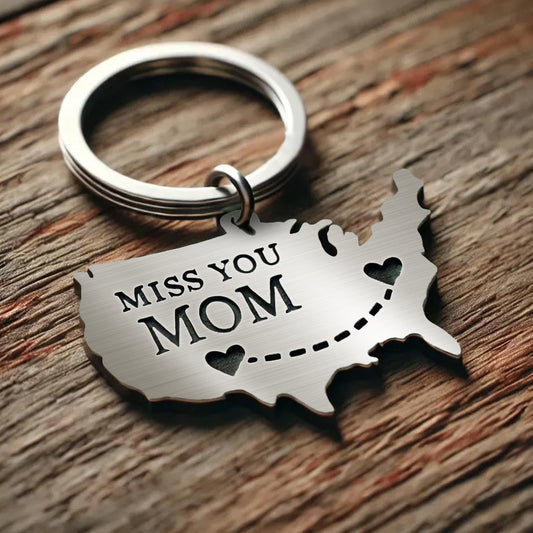 Custom Miss You Keychain – Personalized Keepsake Gift for Couples, Family, and Friends in Long Distance Relationships