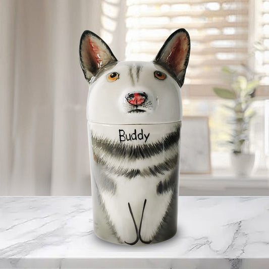 Custom Hand-Painted Ceramic Pet Urn-A Beautiful Tribute to Your Beloved Feline-Sympathy Gift For Pet Owners, Pet Lovers