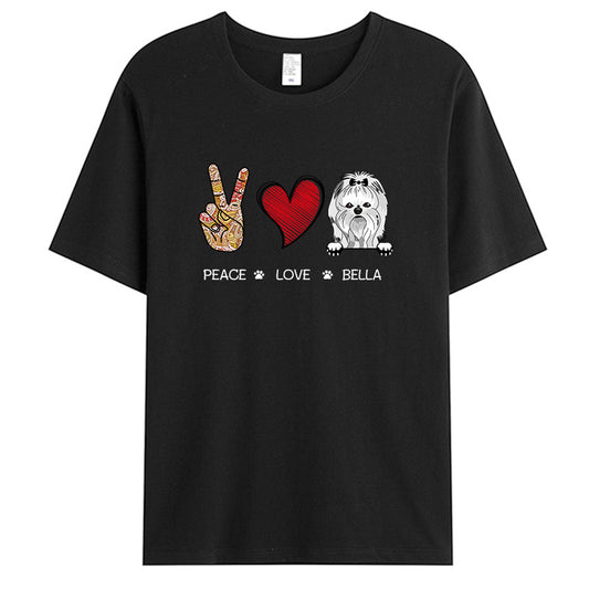 Custom Peace Love Dog - Personalized Custom Unisex T-shirt - Gift For Pet Owners, Pet Lovers,Dog Owners, Dog Lovers