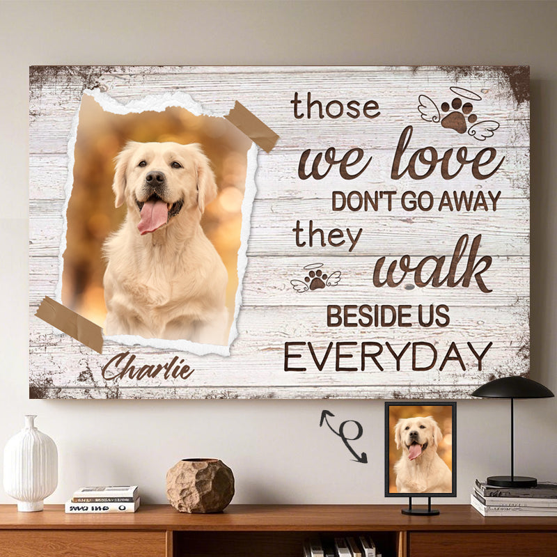 Custom Photo Those We Love Don't Go Away - Pets Personalized Custom Horizontal Poster/Canvas - Sympathy Gift For Pet Owners, Pet Lovers