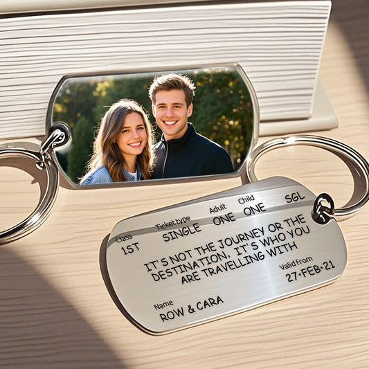 Custom Train Ticket Keychain – “It’s Not the Destination—It’s Who You’re Traveling With” Personalized Gift for Friends, Family, or Loved Ones