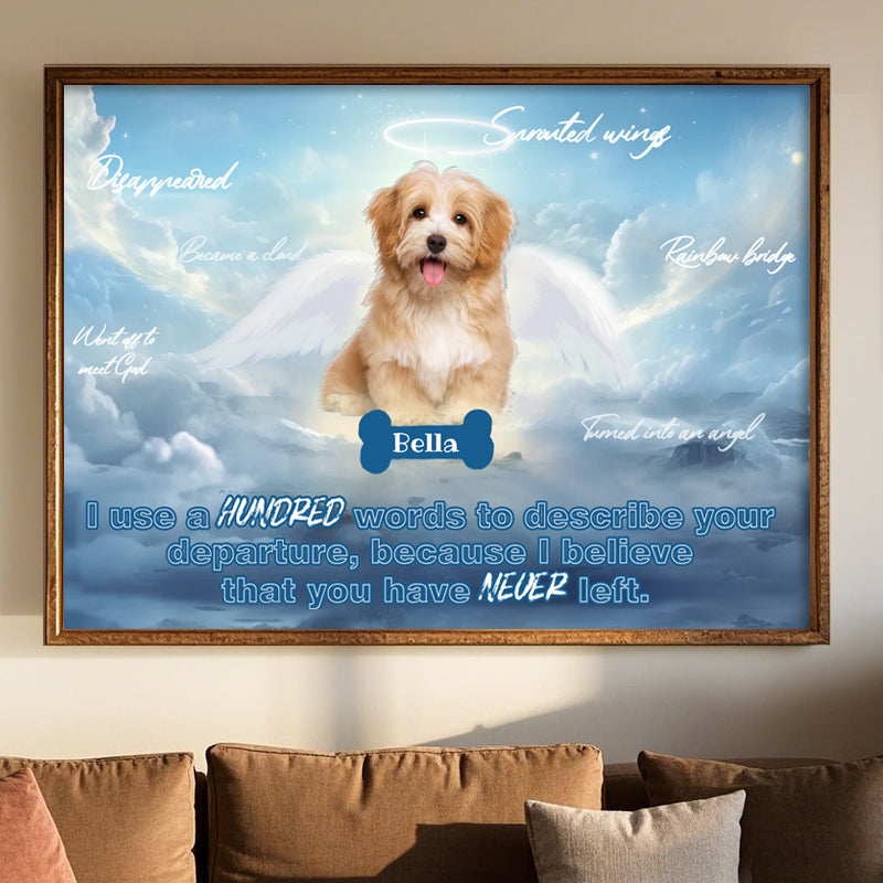 Custom Photo I Use A Hundred Words To Describe Your Departure- Pets Personalized Custom Horizontal Poster/Canvas - Sympathy Gift For Pet Owners, Pet Lovers