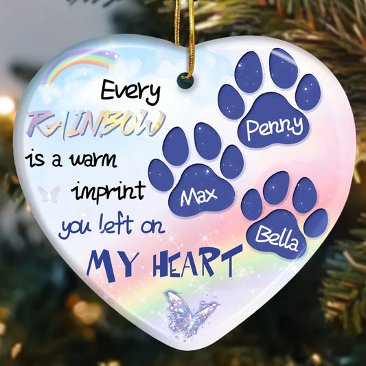 Custom Every Rainbow Is A Warm Imprint -Ceramic Heart Shaped-Sympathy Gift For Pet Owners, Pet Lovers