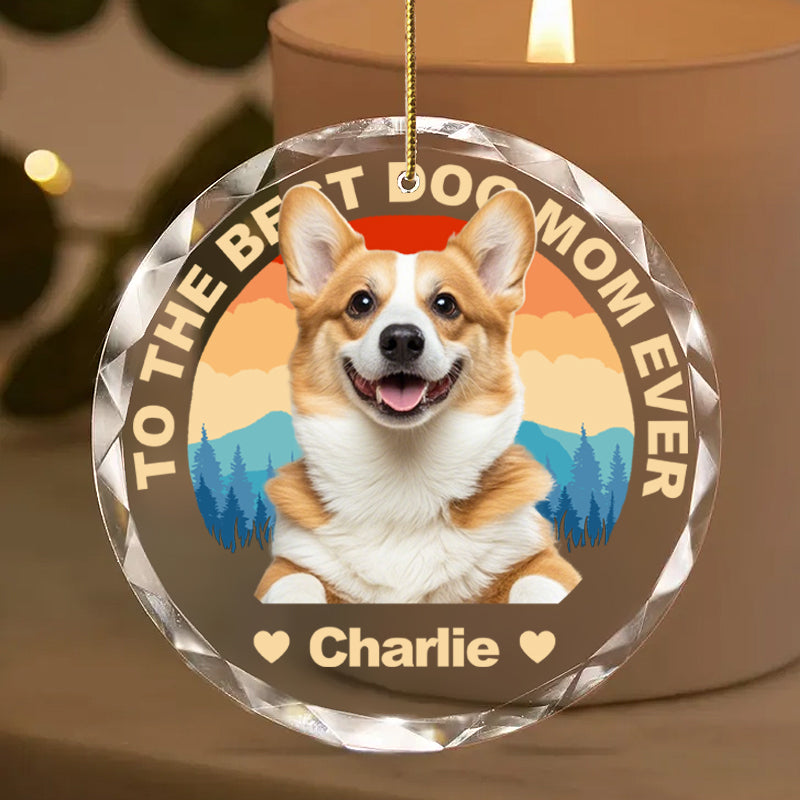 Custom Photo To the Best Pet Parent Ever – Round Glass Ornament – Personalized Gift for Dog and Cat Lovers, Moms and Dads