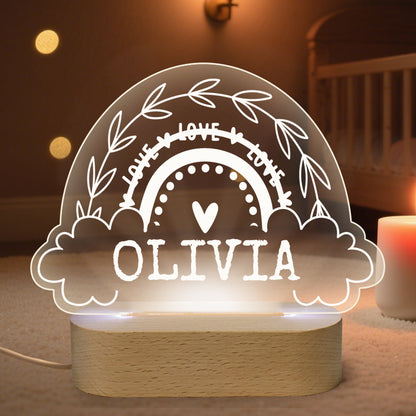 Personalized Rainbow Baby Night Light – Custom Name Keepsake Lamp with Serene Background – Gift for Baby Showers, Newborns, or Nursery Decor
