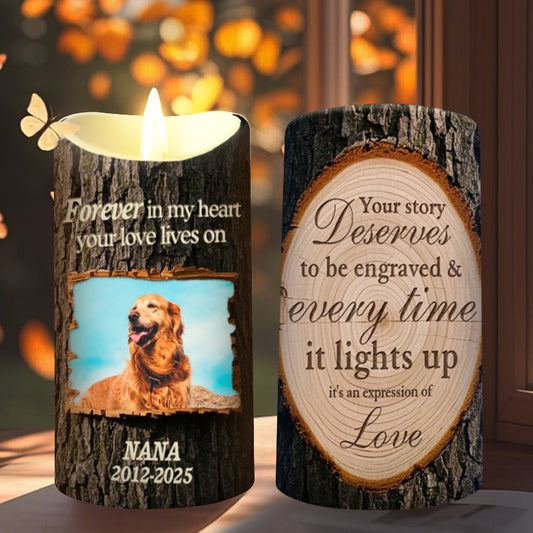 Custom Photo Forever In My Heart-Memorial Personalized Custom LED Candle - Sympathy Gift For Pet Owners, Pet Lovers