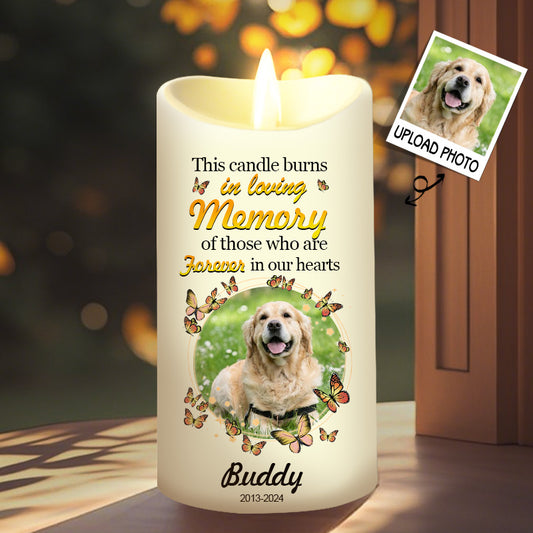 Custom Photo This Candle Burns In Loving Memory Of Those-Memorial Personalized Custom LED Candle - Sympathy Gift For Pet Owners, Pet Lovers