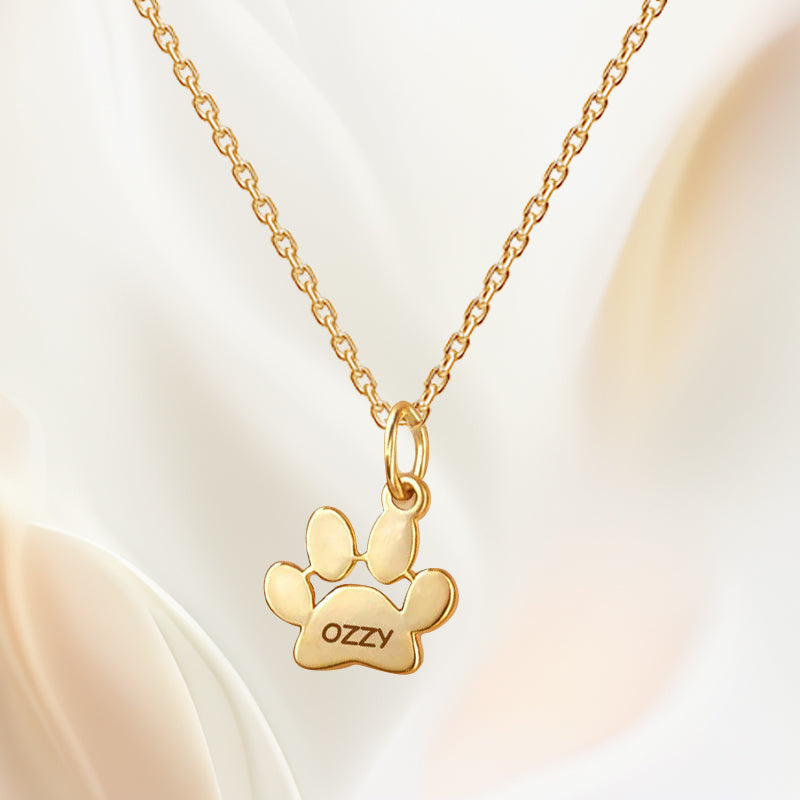 Custom Paw Charm Necklace – Personalized Pet Name Charms – Gift for Pet Lovers