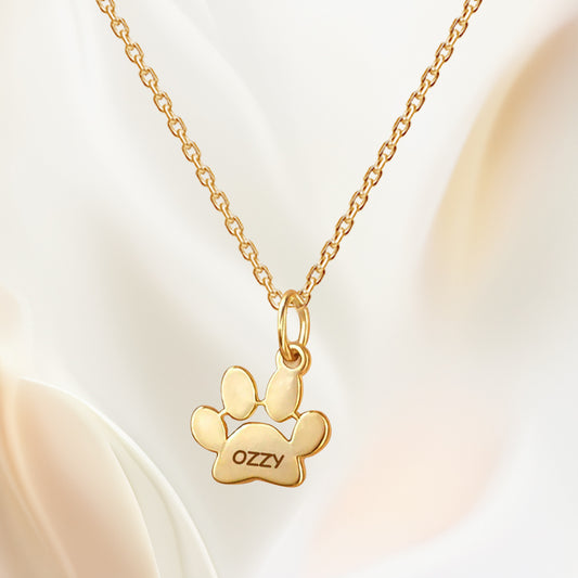 Custom Paw Charm Necklace – Personalized Pet Name Charms – Gift for Pet Lovers